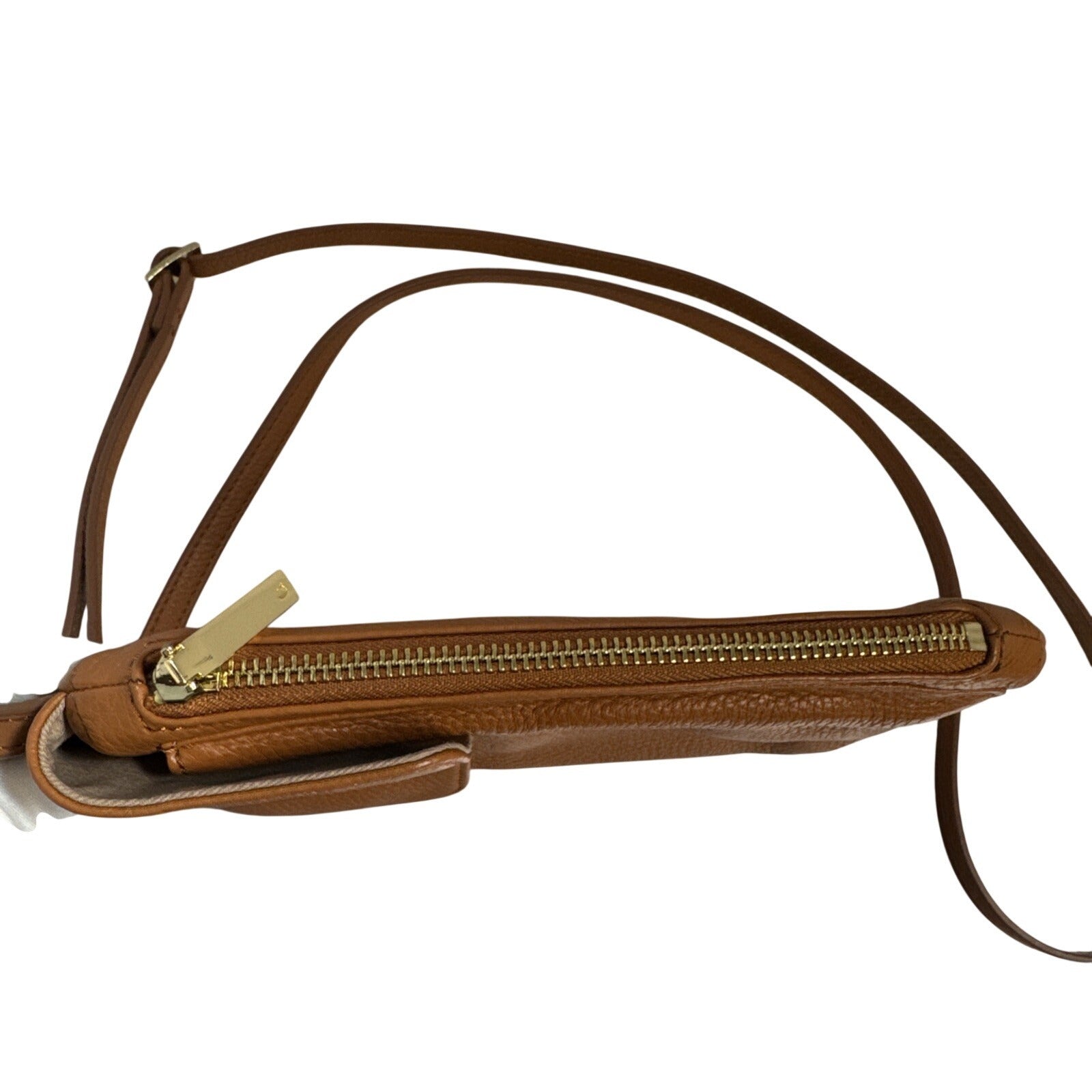Gili Brown Pebble Leather Crossbody Bag With Front Flap & Adjustable Strap