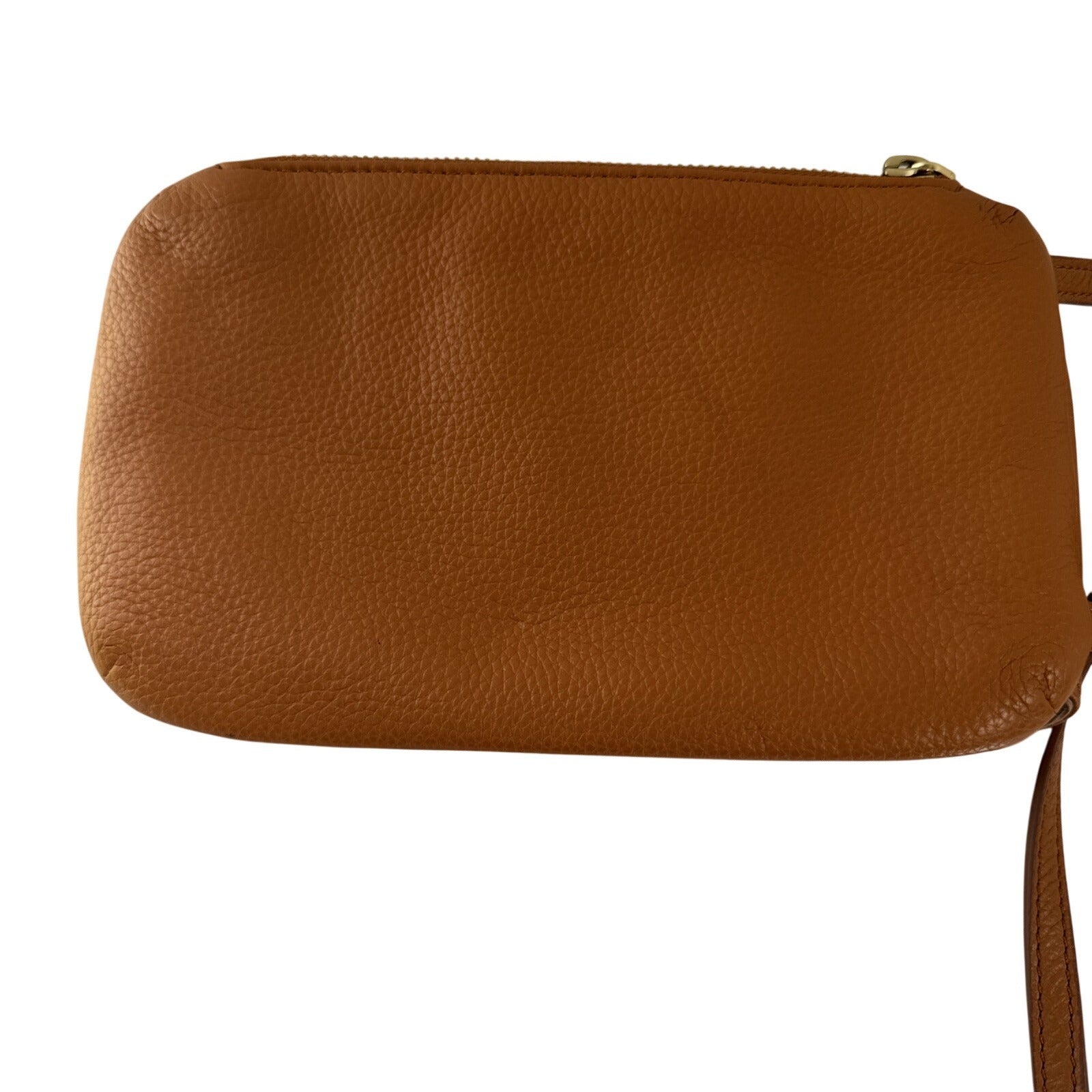 Gili Brown Pebble Leather Crossbody Bag With Front Flap & Adjustable Strap
