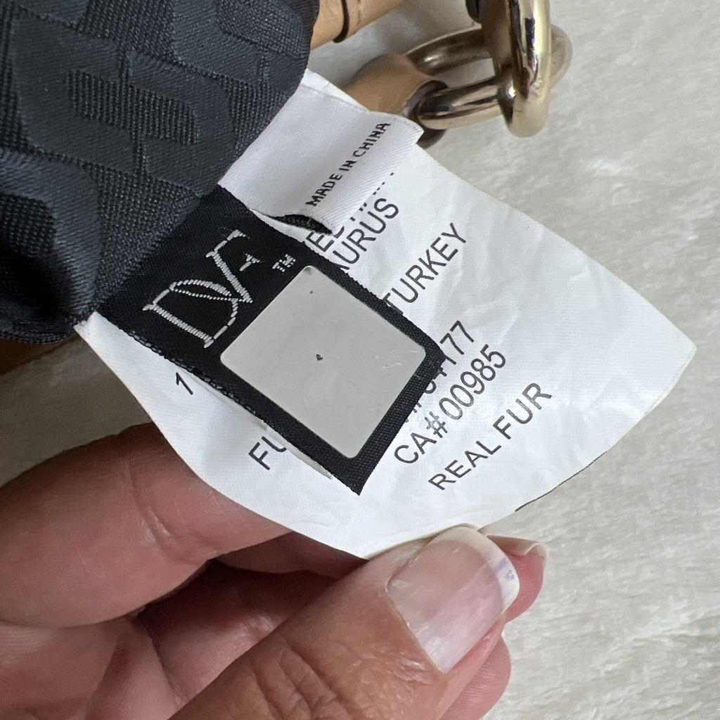 Diane Von Furstenberg Canvas/Leather Leopard Accent Hobo Bag Tan & White