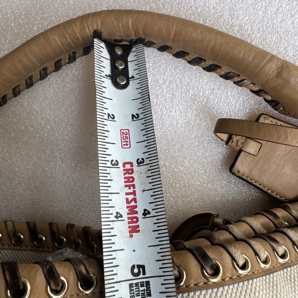 Diane Von Furstenberg Canvas/Leather Leopard Accent Hobo Bag Tan & White