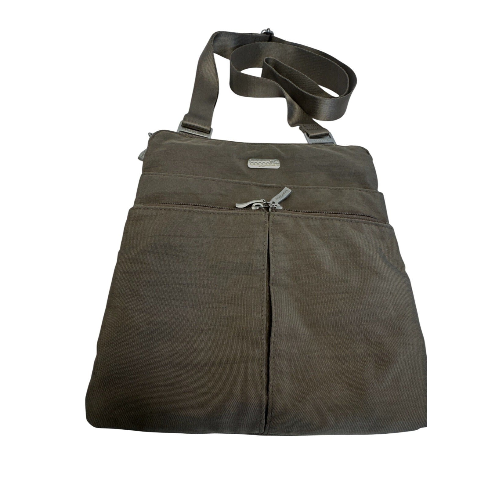 Baggalini Brown Crossbody Travel Bag With Adjustable Strap & Zippered Pockets