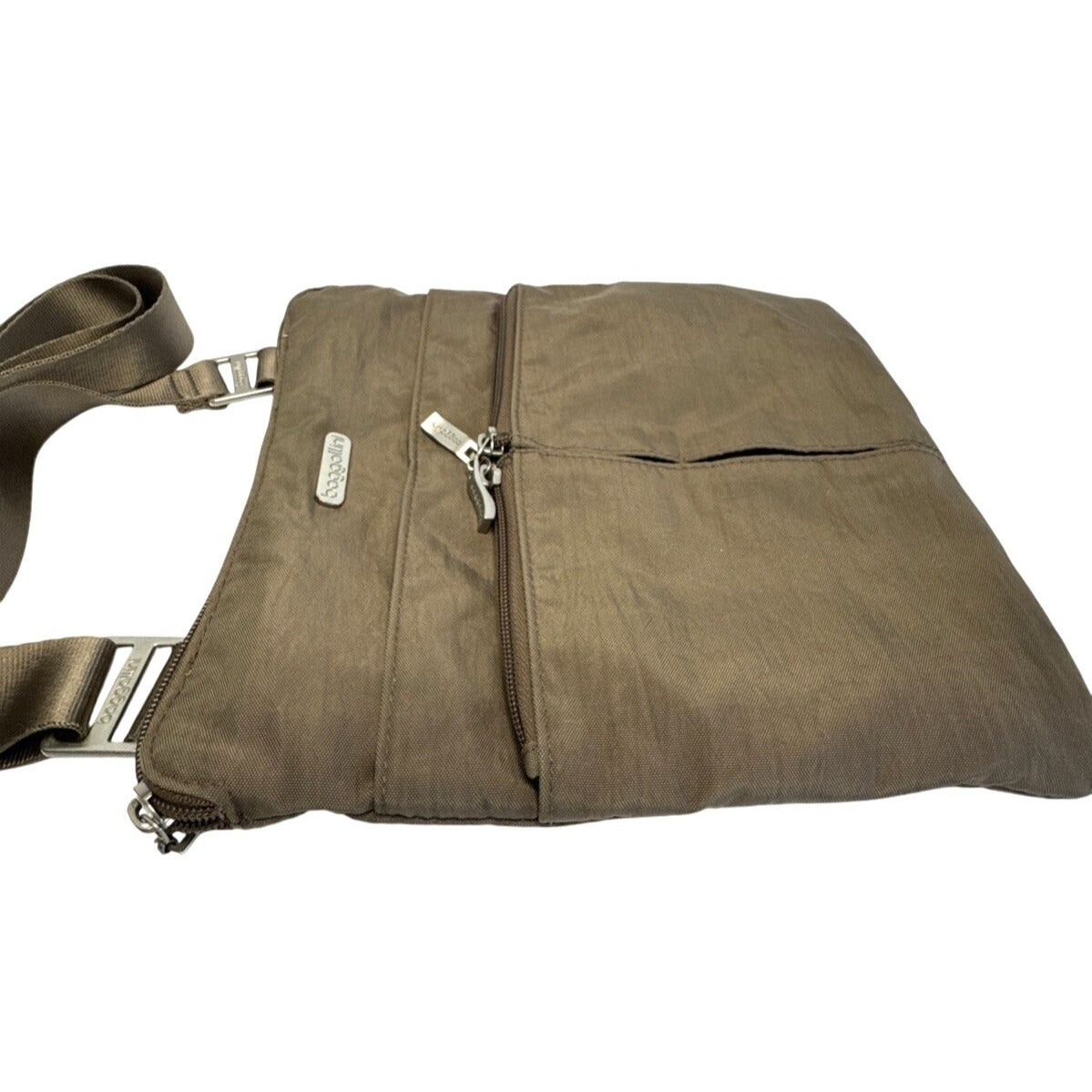 Baggalini Brown Crossbody Travel Bag With Adjustable Strap & Zippered Pockets