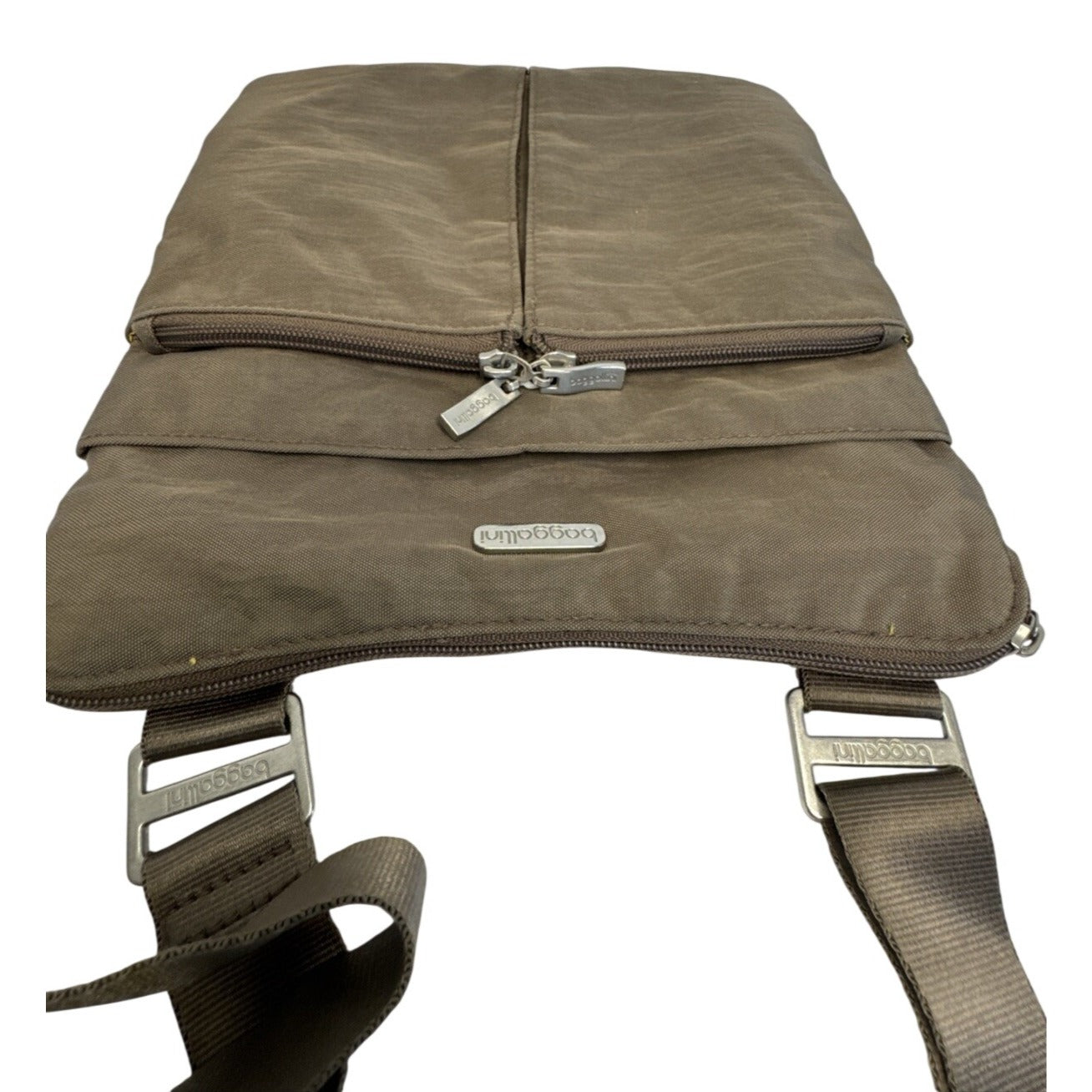 Baggalini Brown Crossbody Travel Bag With Adjustable Strap & Zippered Pockets