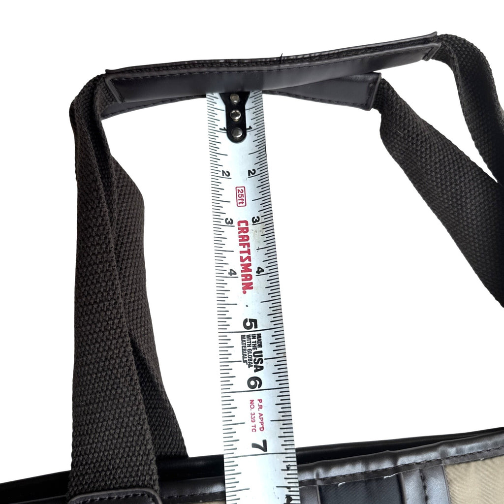 Sandra Roberts Large Tote Bag With Brown Handles & Front Zipper Pocket