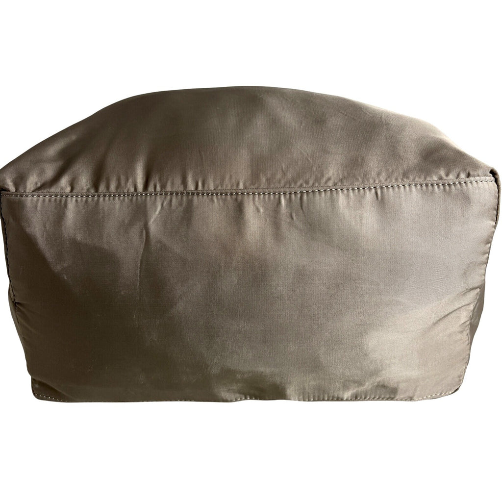 Sandra Roberts Large Tote Bag With Brown Handles & Front Zipper Pocket