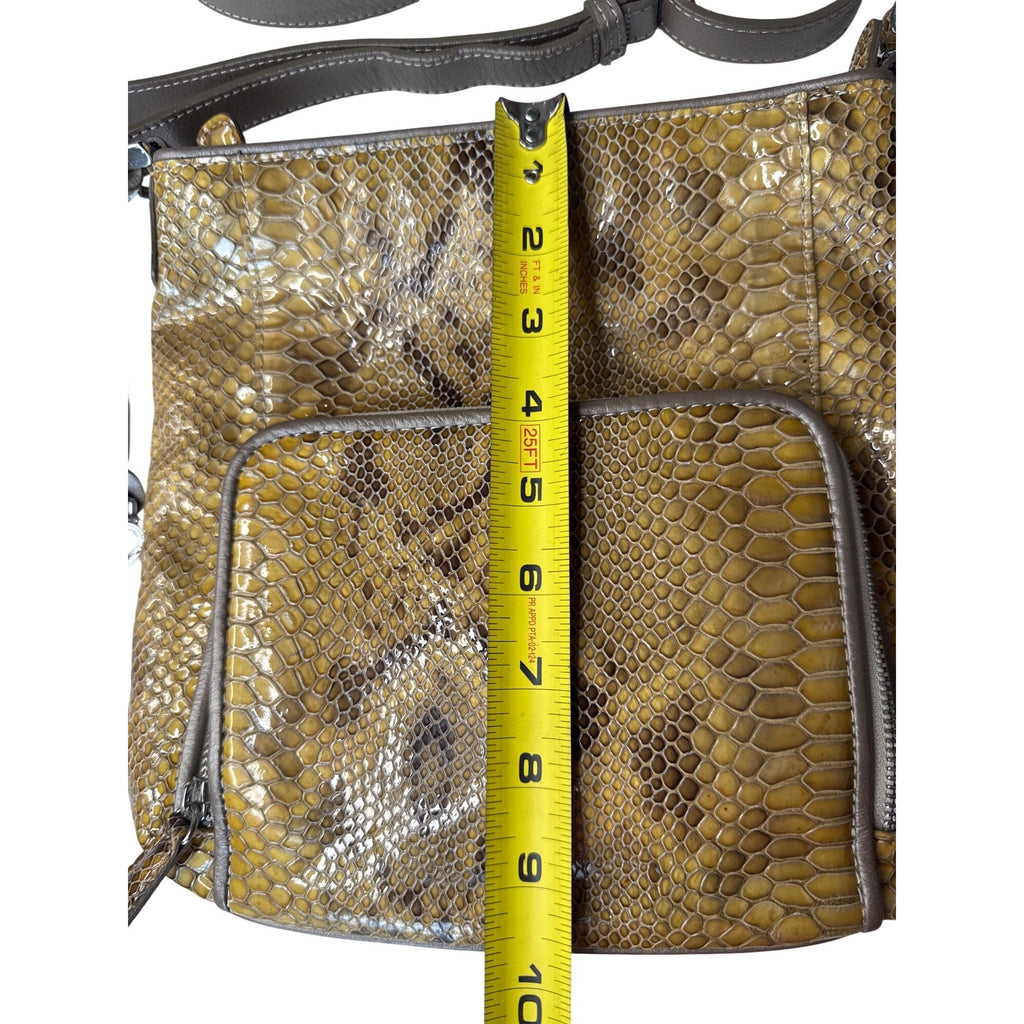 Brighton Snake Print Crossbody Bag With Heart Charm & Adjustable Strap