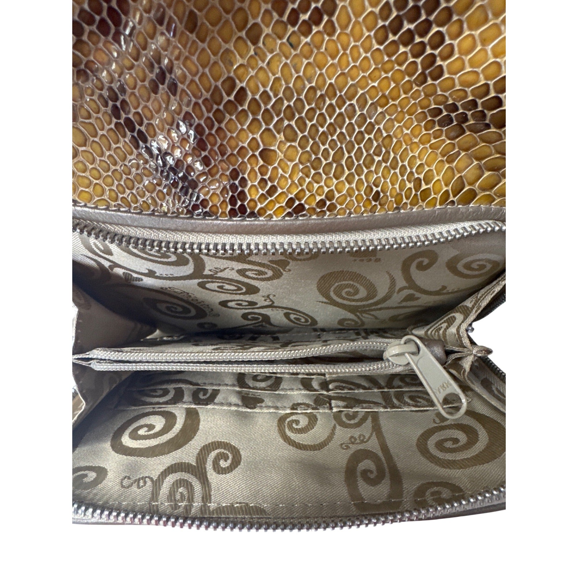Brighton Snake Print Crossbody Bag With Heart Charm & Adjustable Strap
