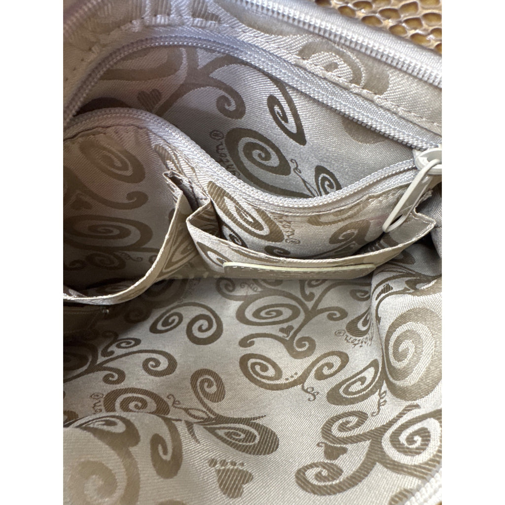 Brighton Snake Print Crossbody Bag With Heart Charm & Adjustable Strap