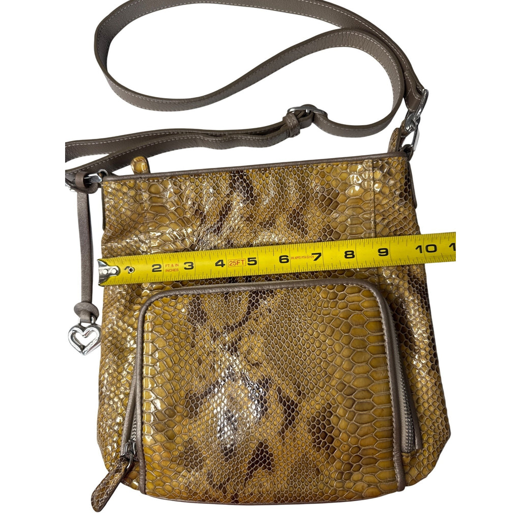 Brighton Snake Print Crossbody Bag With Heart Charm & Adjustable Strap