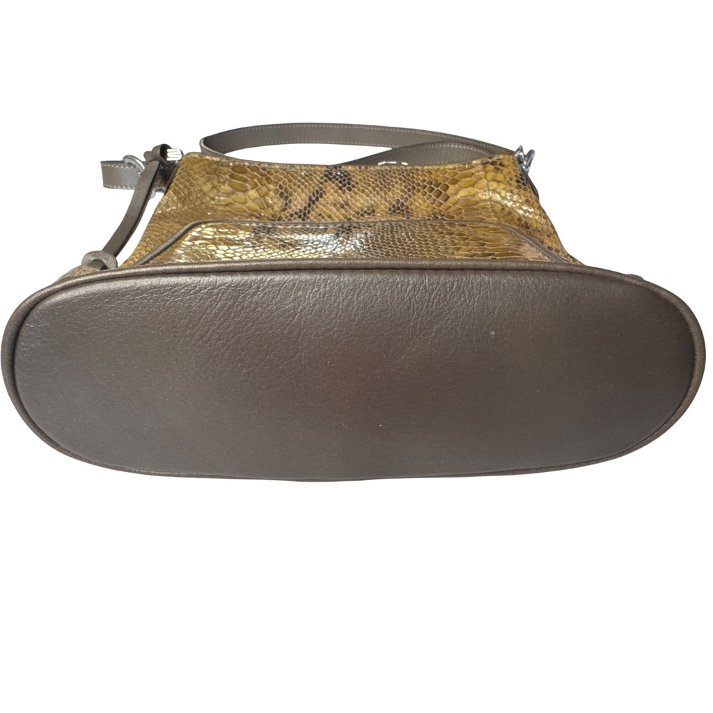 Brighton Snake Print Crossbody Bag With Heart Charm & Adjustable Strap