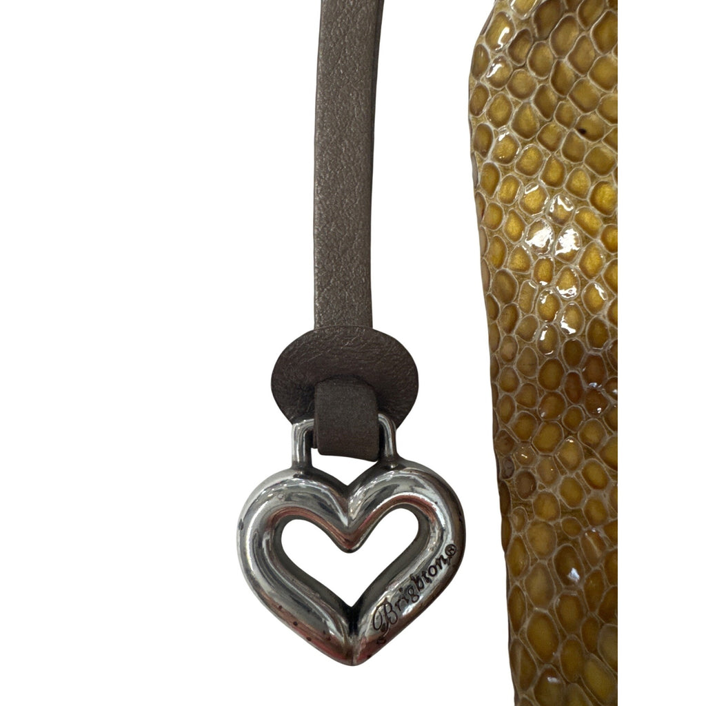 Brighton Snake Print Crossbody Bag With Heart Charm & Adjustable Strap