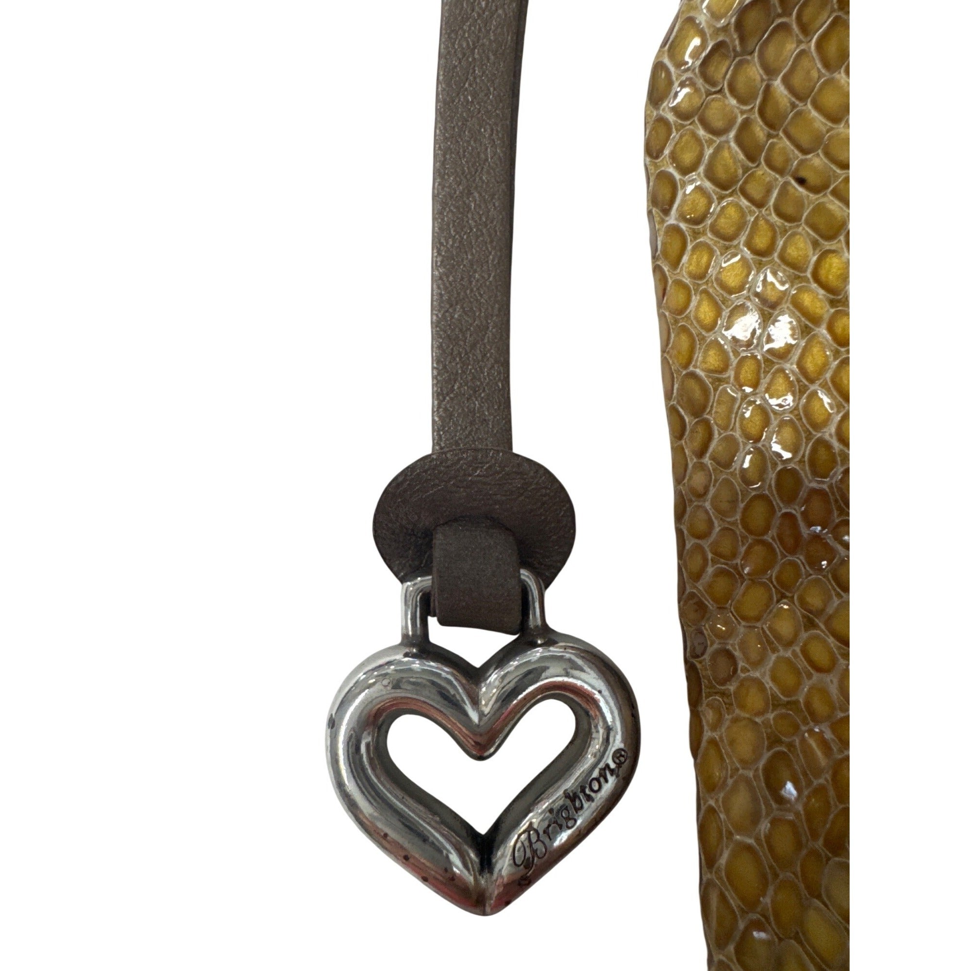 Brighton Snake Print Crossbody Bag With Heart Charm & Adjustable Strap