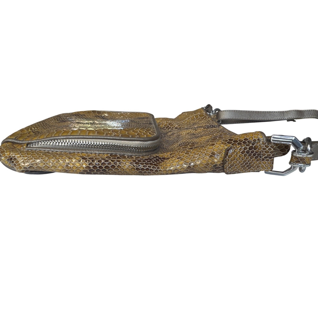 Brighton Snake Print Crossbody Bag With Heart Charm & Adjustable Strap