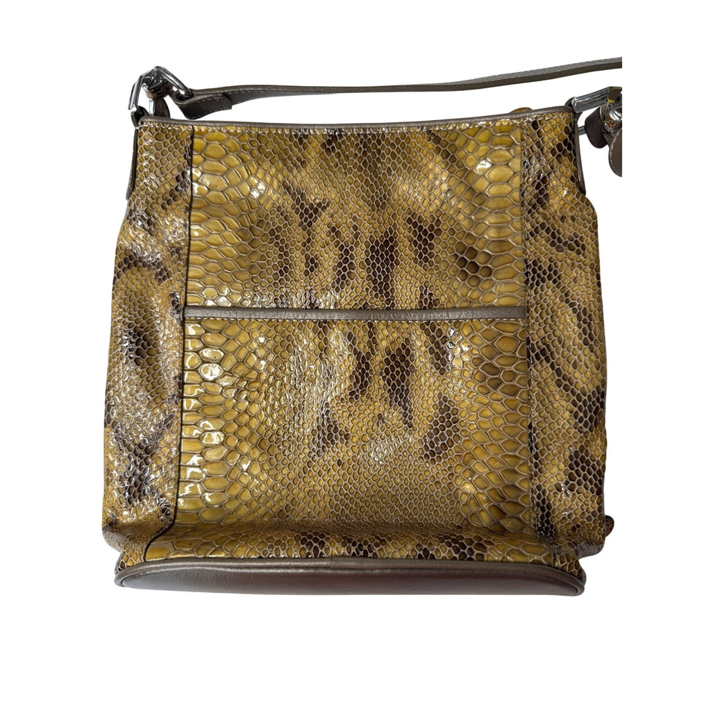 Brighton Snake Print Crossbody Bag With Heart Charm & Adjustable Strap