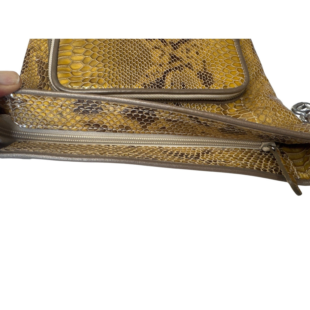 Brighton Snake Print Crossbody Bag With Heart Charm & Adjustable Strap