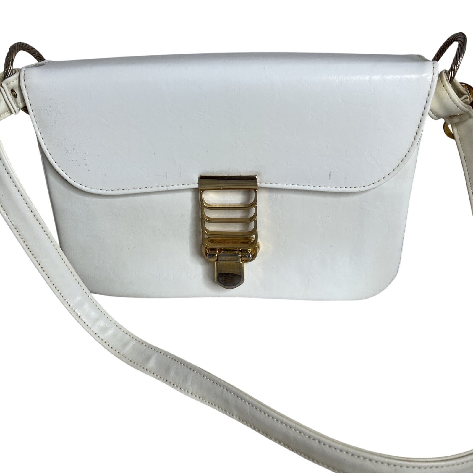 Robert Bestien Vintage White Faux Leather shoulder Adjustable Strap