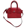 Michael Kors Red Leather Satchel Handbag With MK Logo & Adjustable Strap