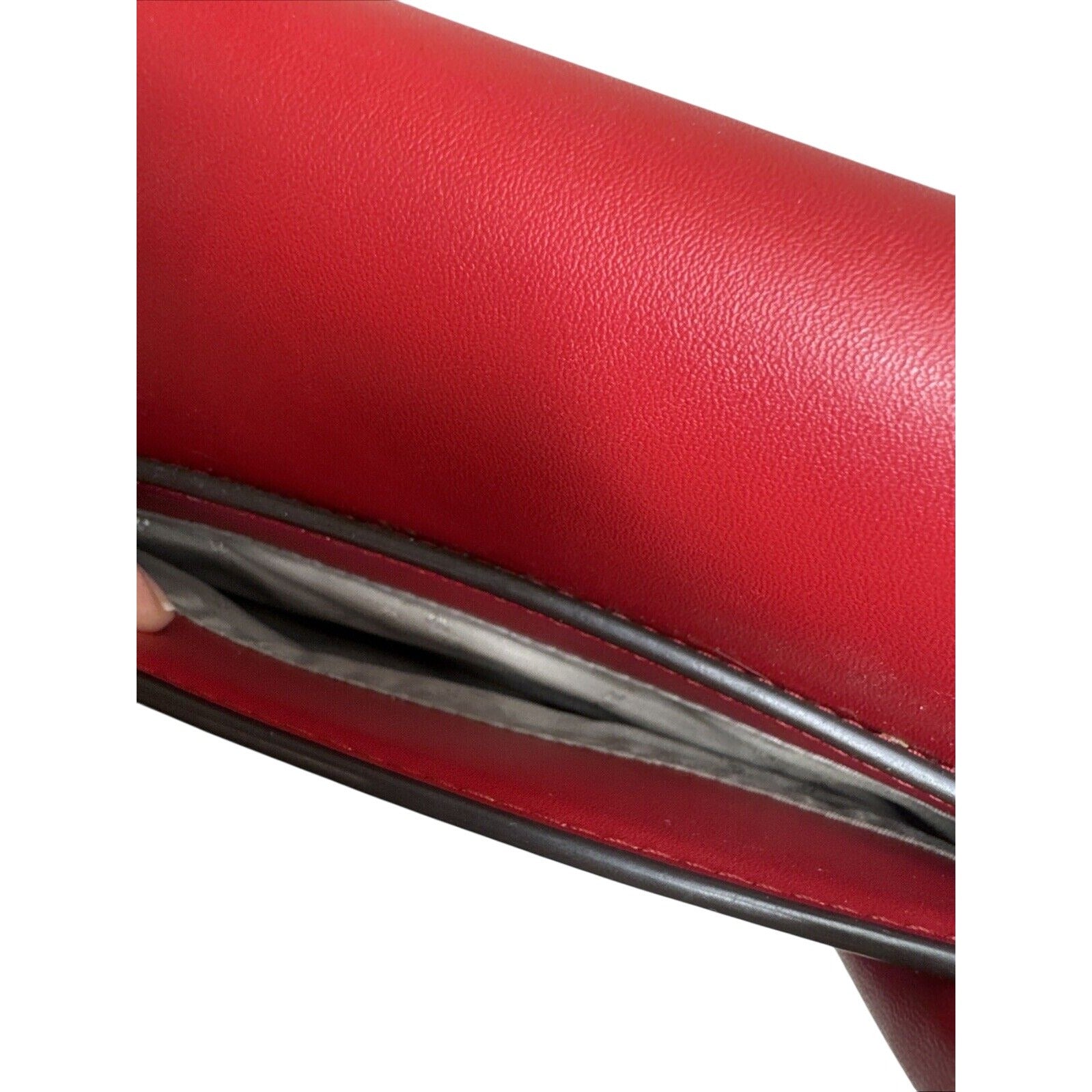 Michael Kors Red Leather Satchel Handbag With MK Logo & Adjustable Strap