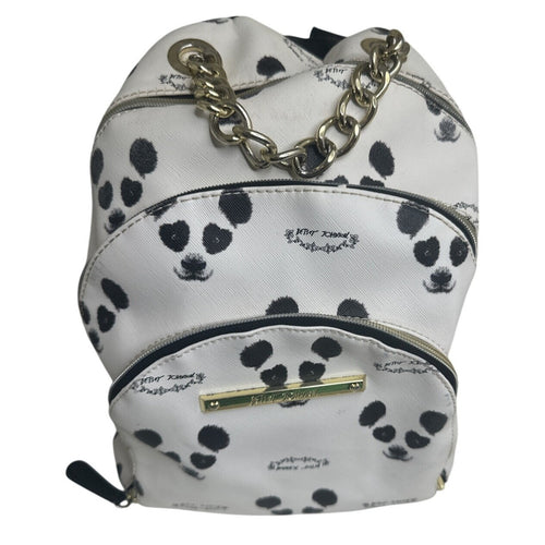 Betsey Johnson Cute Panda Print Backpack With Chain Accent Black & White