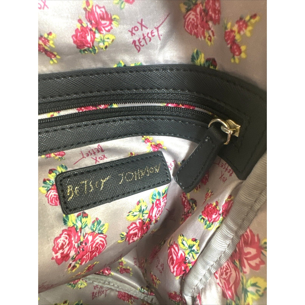 Betsey Johnson Cute Panda Print Backpack With Chain Accent Black & White