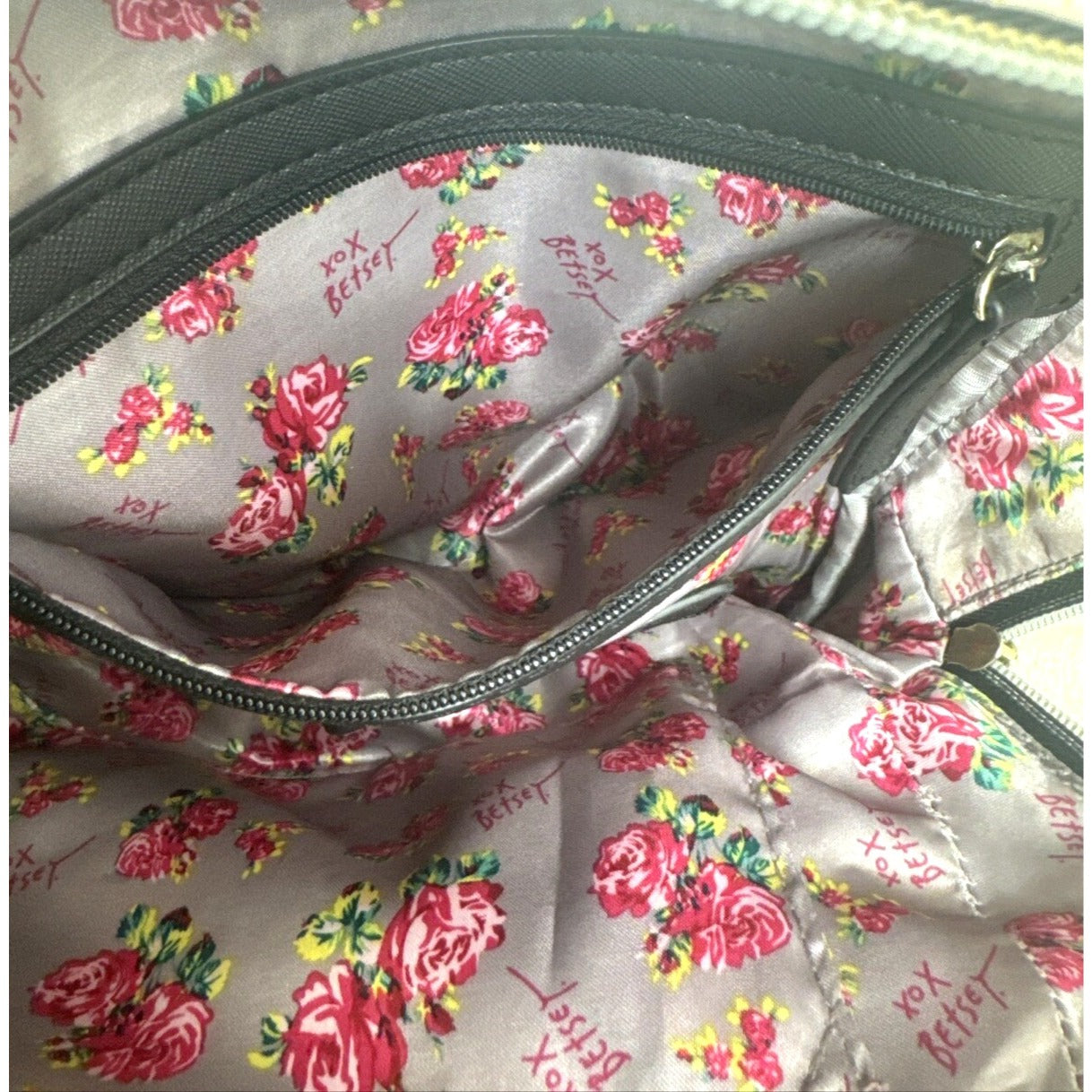 Betsey Johnson Cute Panda Print Backpack With Chain Accent Black & White