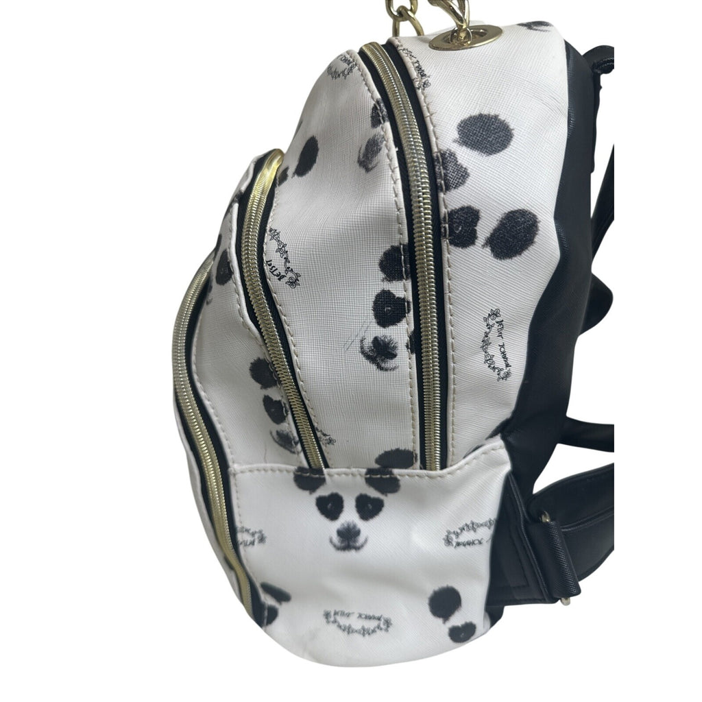 Betsey Johnson Cute Panda Print Backpack With Chain Accent Black & White