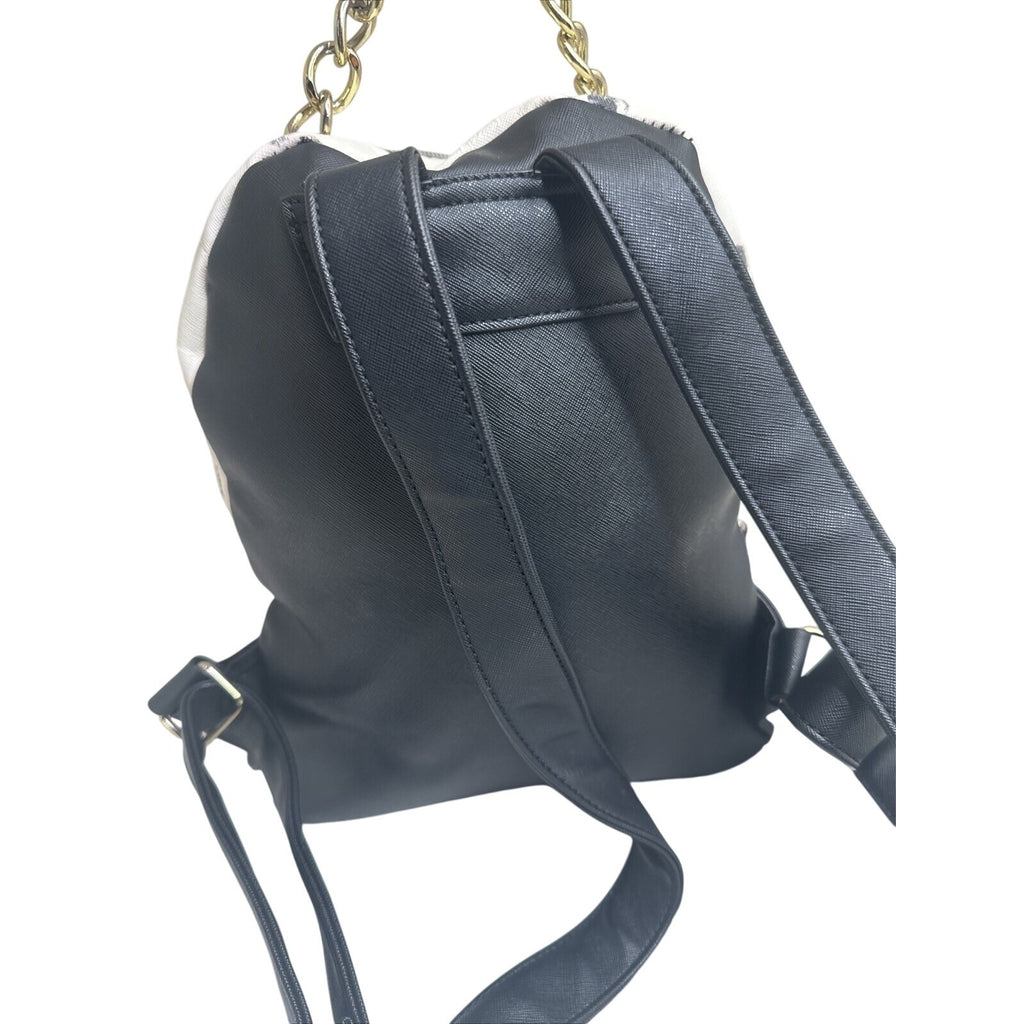 Betsey Johnson Cute Panda Print Backpack With Chain Accent Black & White