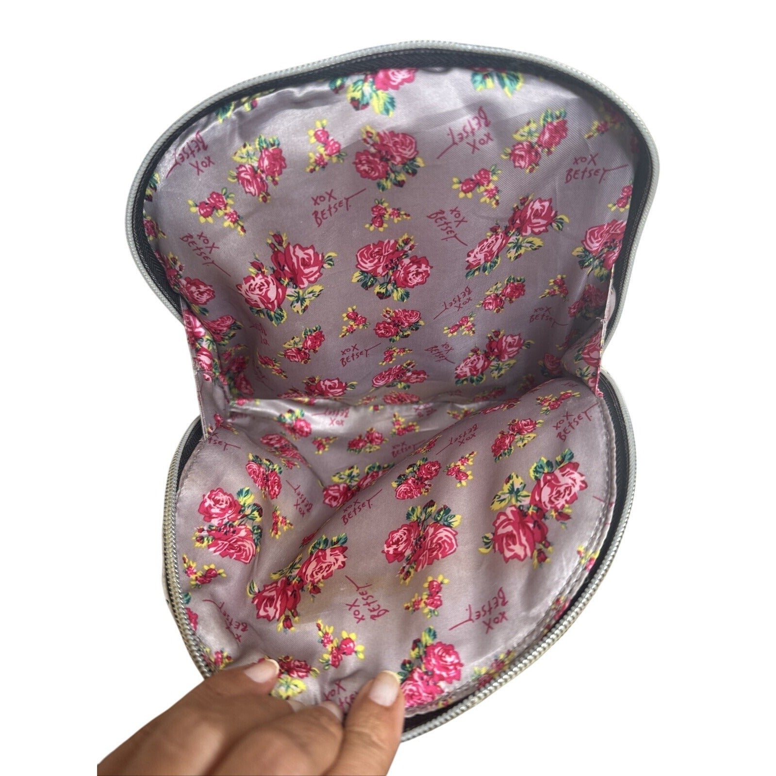 Betsey Johnson Cute Panda Print Backpack With Chain Accent Black & White