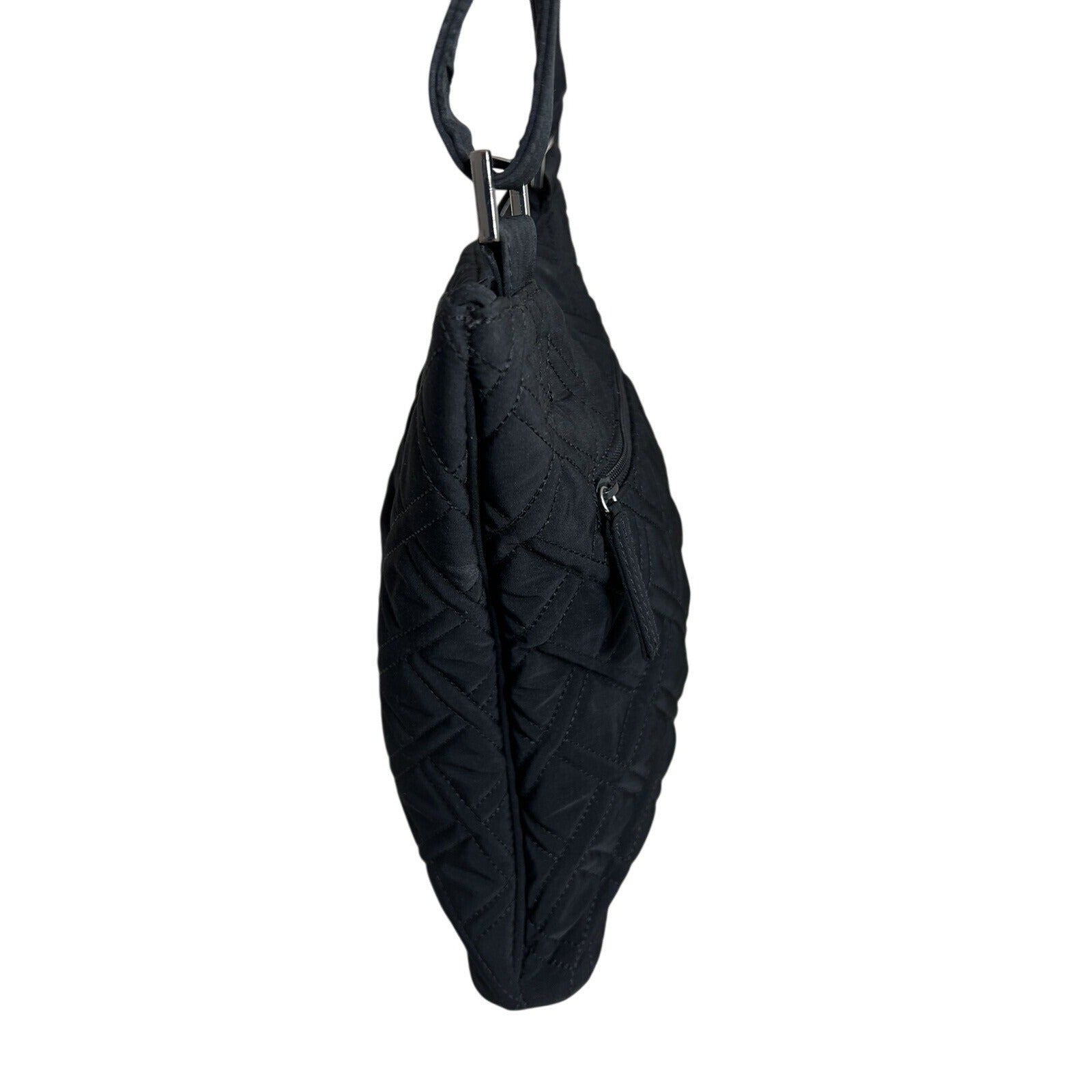 Vera Bradley Black Quilted Crossbody Bag With Adjustable Strap & Front Zip Pocket