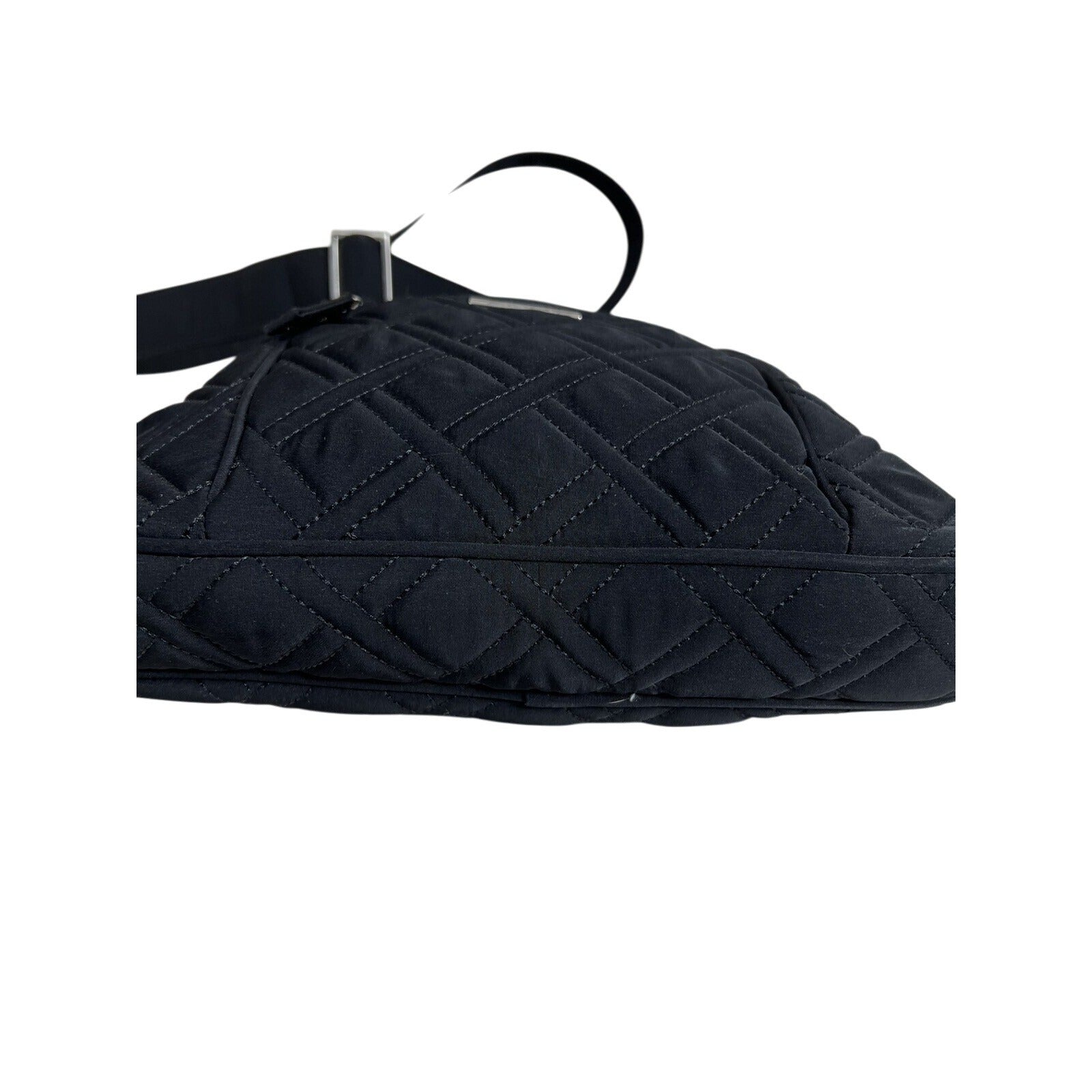 Vera Bradley Black Quilted Crossbody Bag With Adjustable Strap & Front Zip Pocket