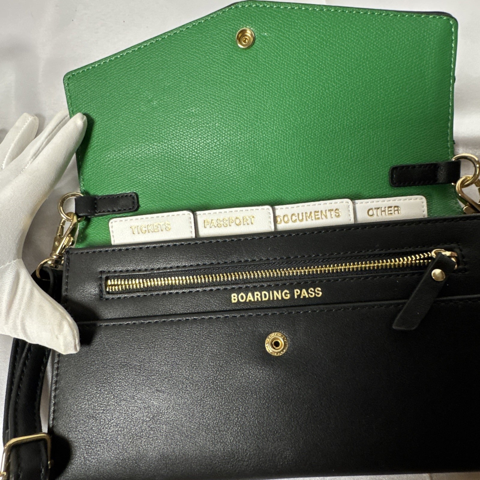 Aldo Black Crossbody Bag W/Embroidered Heart Eye, Rose Design Gold Hardware