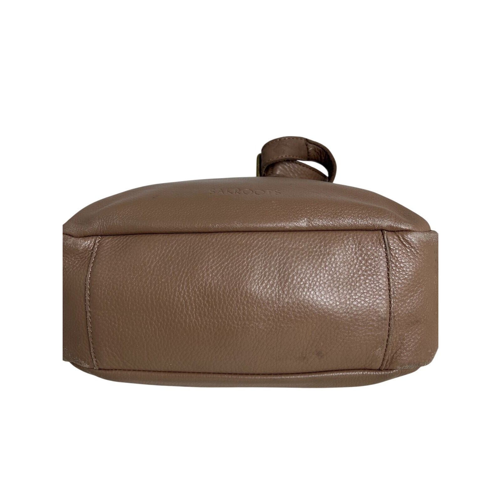 Sakroots Brown Vegan Leather & Patterned Crossbody Bag With Adjustable Strap & Zipper Pockets